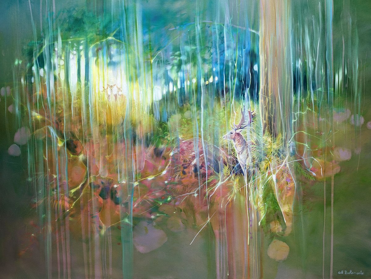 Expressive Oil Painting , The Song Of The Deer By Gill Bustamante, 40 X 30, Artwork For Sale On Artfinder