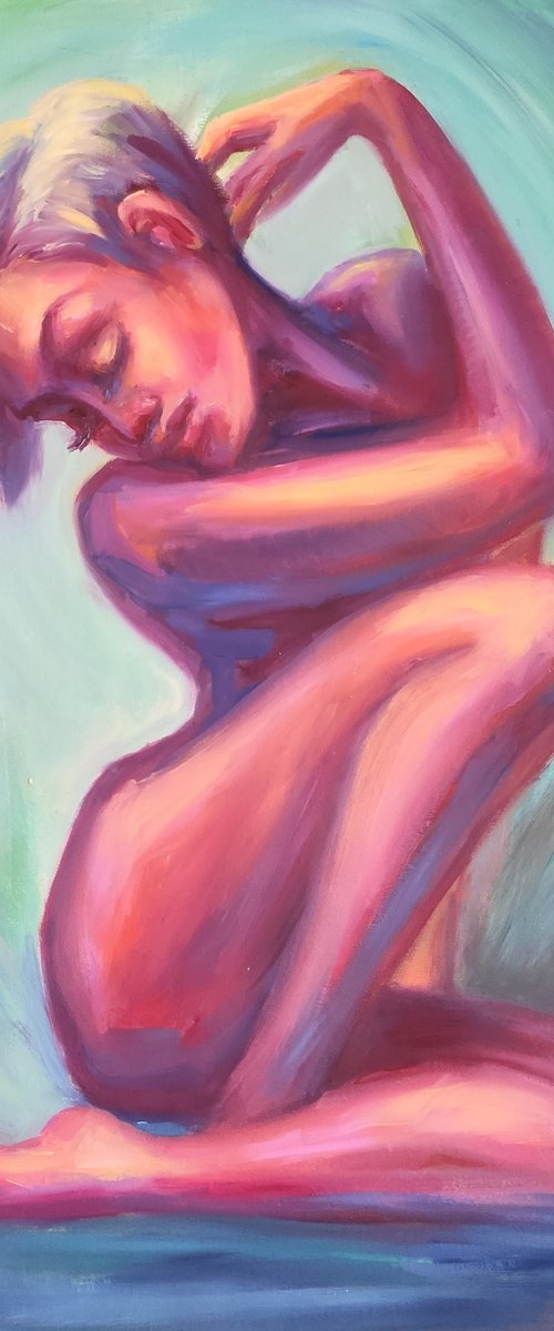 Moment of silence Nude Woman Portrait by Anastasia Art Line