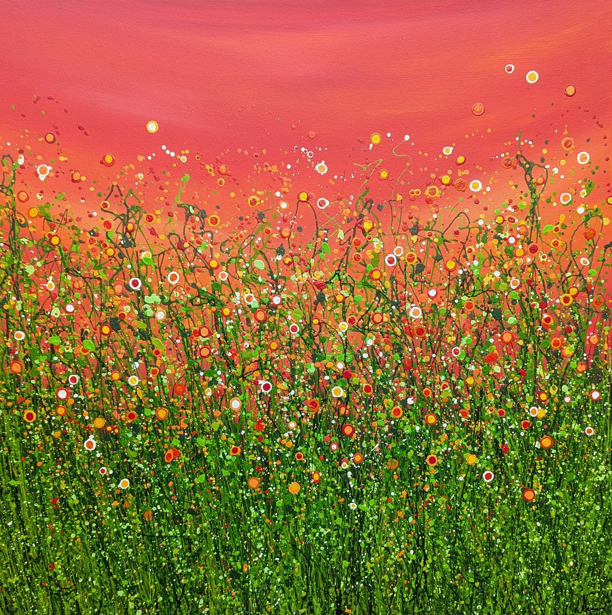 Popping Red Sky Meadows #2 by Lucy Moore