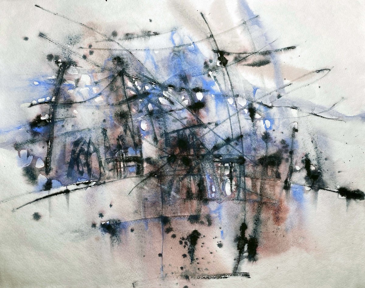 Impressionistic Abstract Watercolour By Galina Poloz, 20 X 16, This Morning 3., Original Artwork