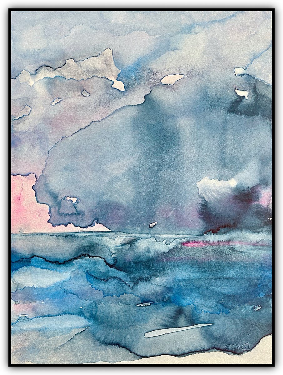 Abstract Landscape Watercolour By Gesa Reuter, 13 X 17, There Is More, Original Artwork