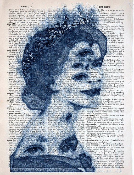 Queen Elizabeth II - The Eyes Of Queen - Collage Art on Large Real English Dictionary Vintage Book Page