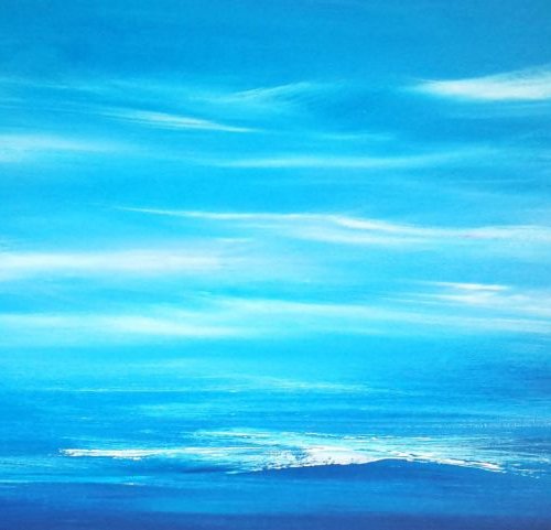 Seascape, Cool Horizon - surf, wave, seascape abstract, Modern Art Office Decor Home by Mel Graham