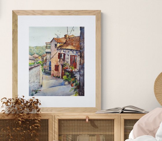 Perfect morning | Hvar Original watercolor painting (2022) Original Hand-painted Art Small Artist | Mediterranean Europe Impressionistic