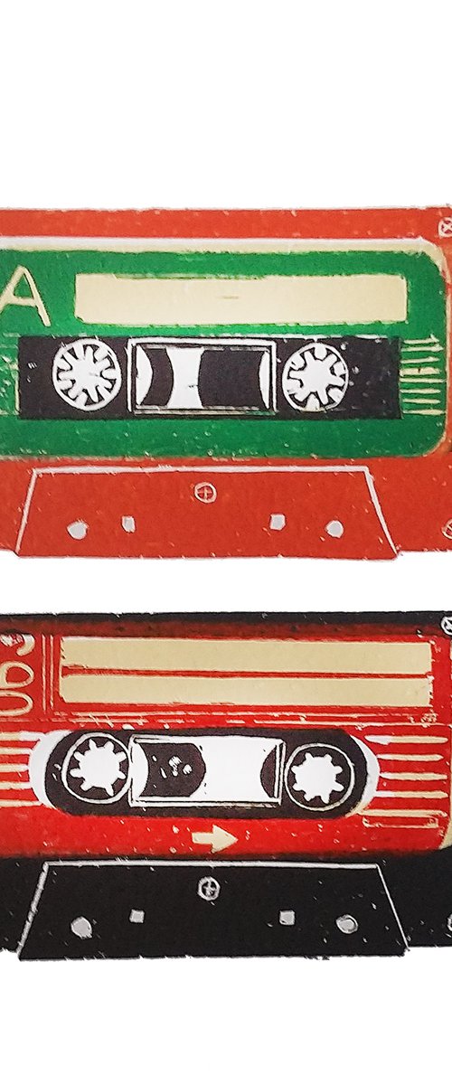 Linocut tapes duo #15 by Carolynne Coulson