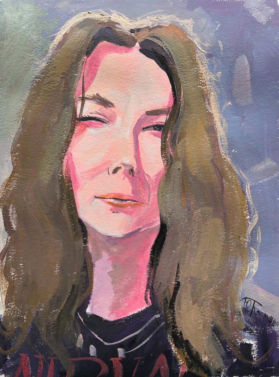 Expressive Portrait Acrylic Painting By Yuliia Pastukhova, 12 X 16", Girl Potrait, Original Artwork