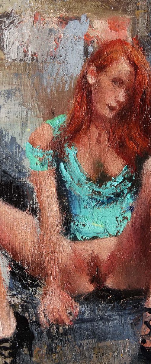 The turquoise sweater by Manuel Leonardi