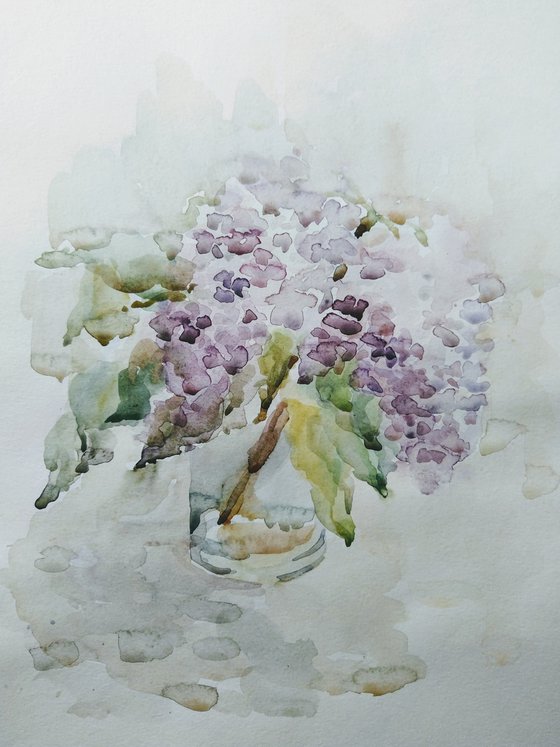 Lilac. Original watercolor painting.