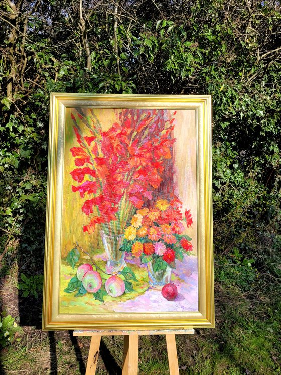 Still Life with Gladiolus - Original oil painting (2014)