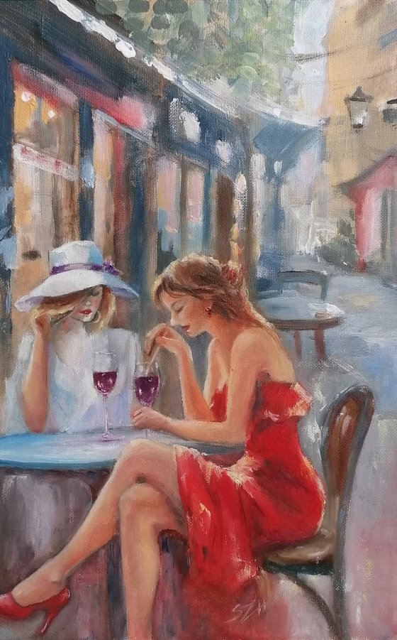 A Glass of Sangria at the Bar on the Corner