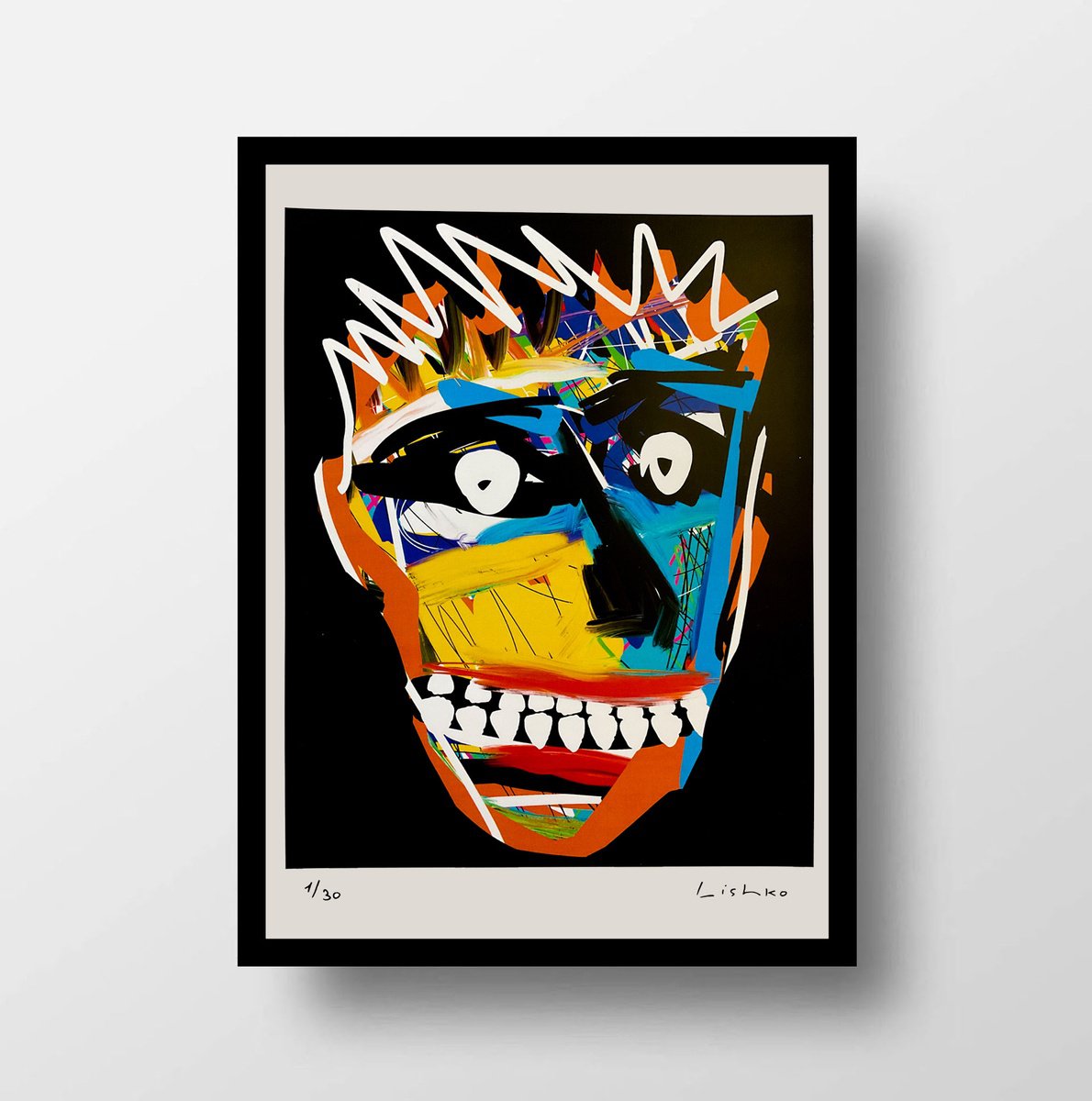 Expressive Portrait Giclee Print By V. Lishko, 8 X 12", Portrait, Original Artwork