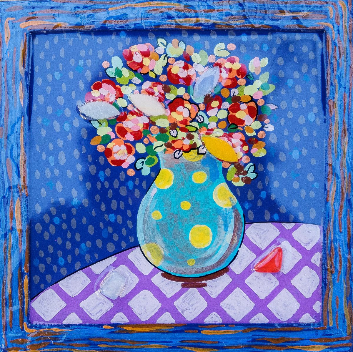 Naive Botanical Painting By Ariadna De Raadt, 9 X 9, Home Flowers 2, Original Artwork