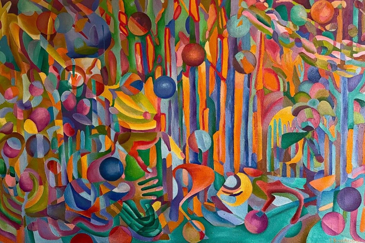 Organic Abstract Oil Painting By Tatiana Fedorovskaya, 59 X 39", Tropical Breeze, Original Artwork