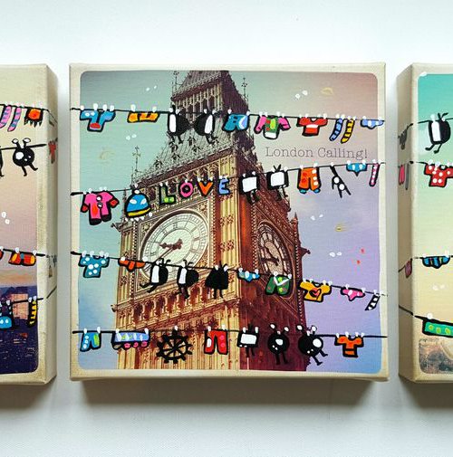 New York London Paris Laundry Televisions by Maria Luisa  Azzini
