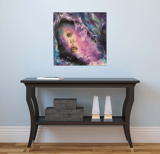 "Milky way", Contemporary resin  painting on  board, 60x60x1,2cm, ready to hang