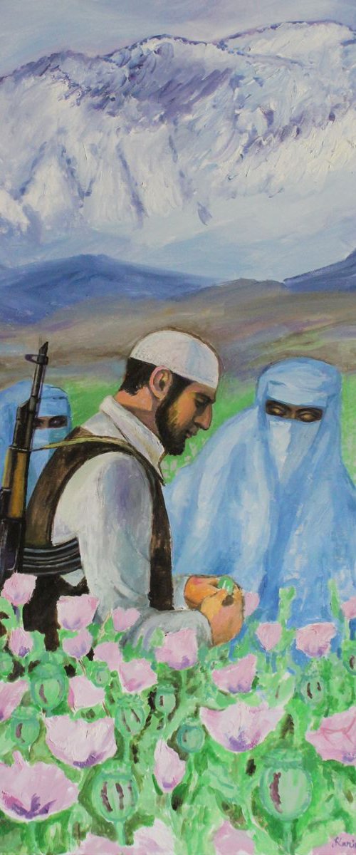 Mujahideen on the poppy field by Fosco Culto