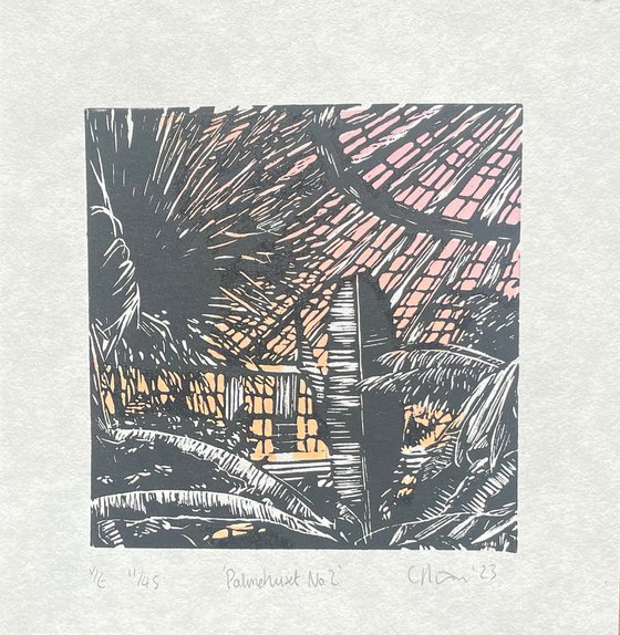 Palmehuset no. 2 - Botanical Linocut Print - Mini print