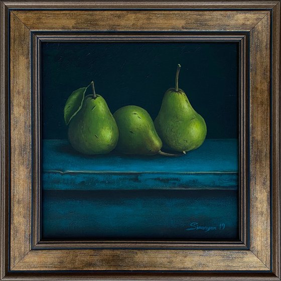 Still life- pears(25x25cm, oil painting, ready to hang)