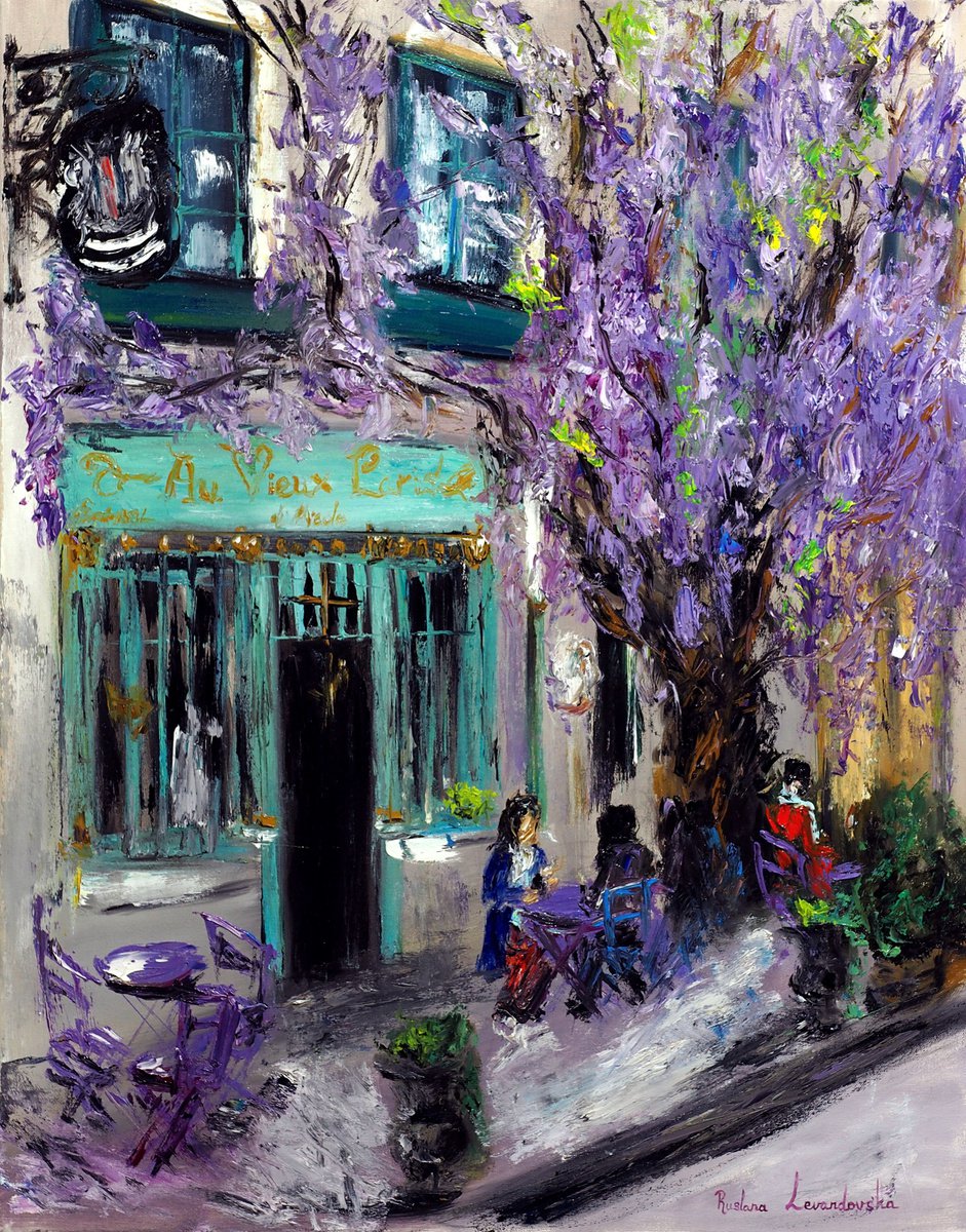 The Purple Cafe in Paris, France by Ruslana Levandovska