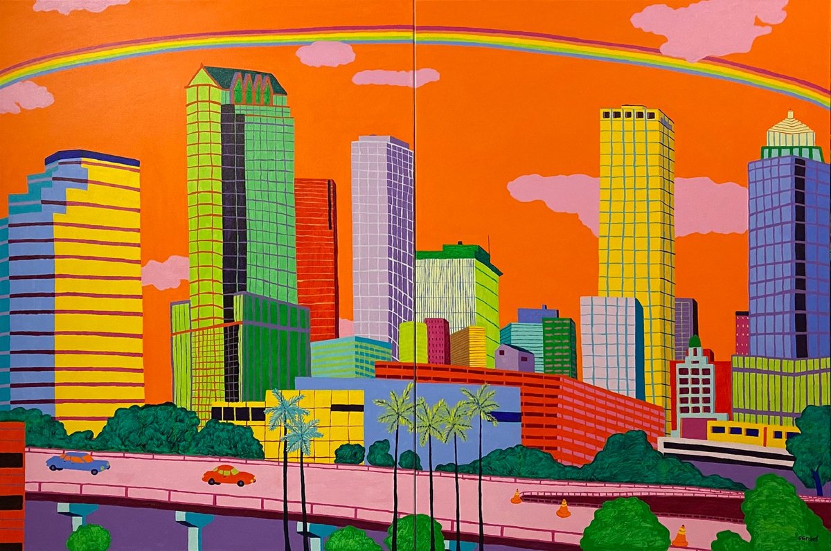 Tampa Skyline Rainbow by Sue Graef