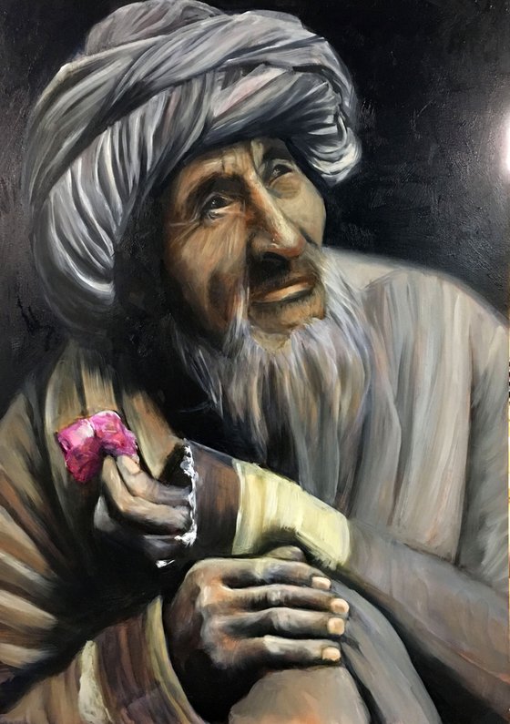 Monk with a rose