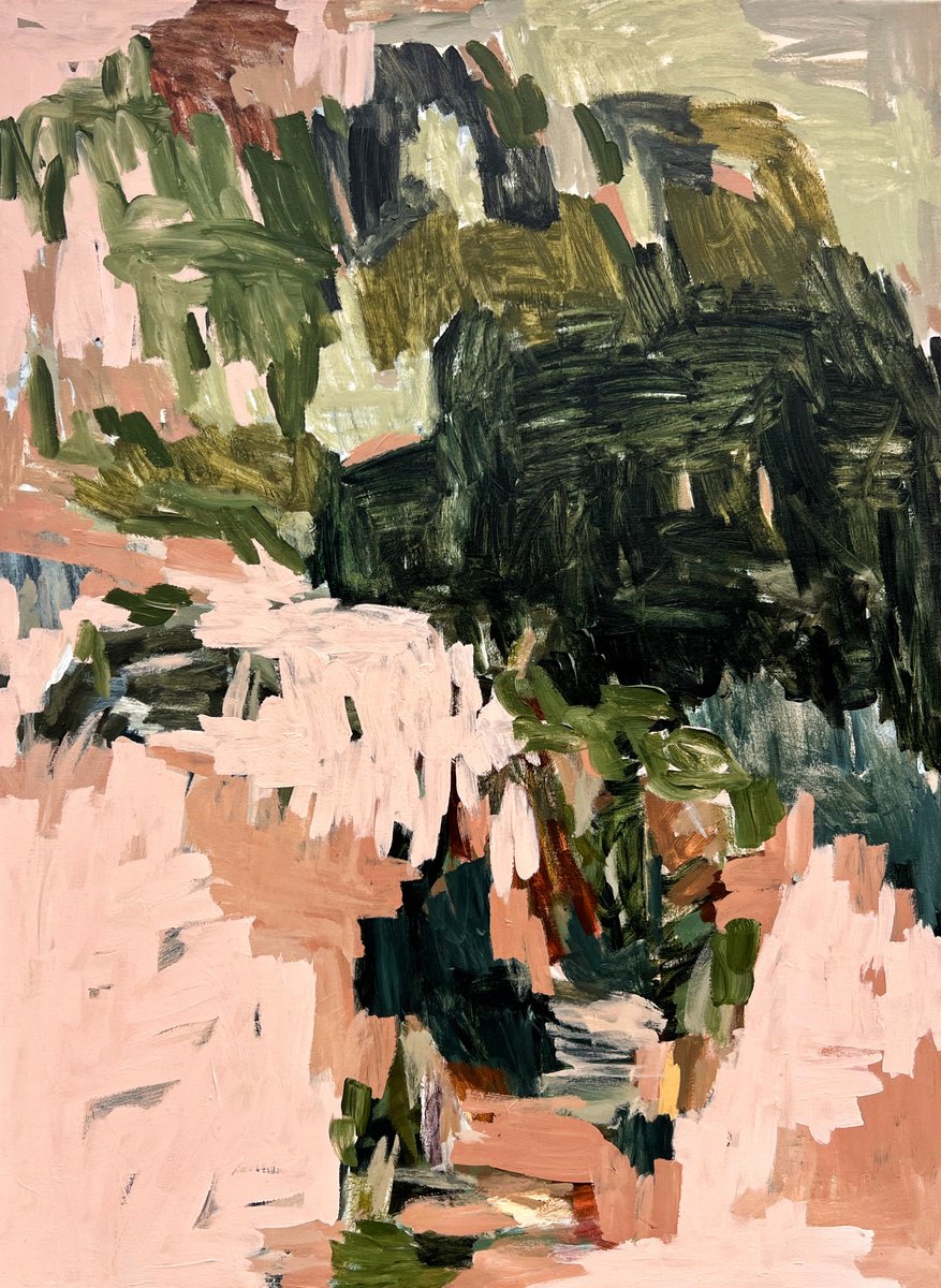 Organic Abstract Acrylic Painting By Claudia Trongmo, 37 X 51, Nopales, Original Artwork