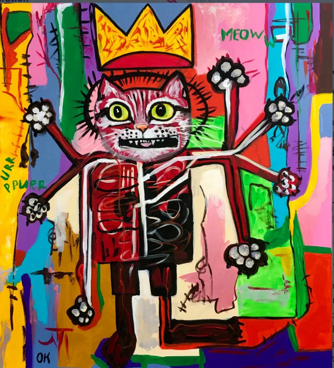 Expressive Animal Acrylic Painting By Olga Koval, 36 X 40", King Troy The God, Original Artwork