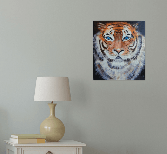 Tiger's sight, animal portrait, gift, original oil painting