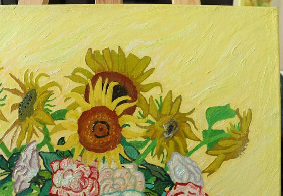 Sunflowers and Roses, Van Gogh Hommage