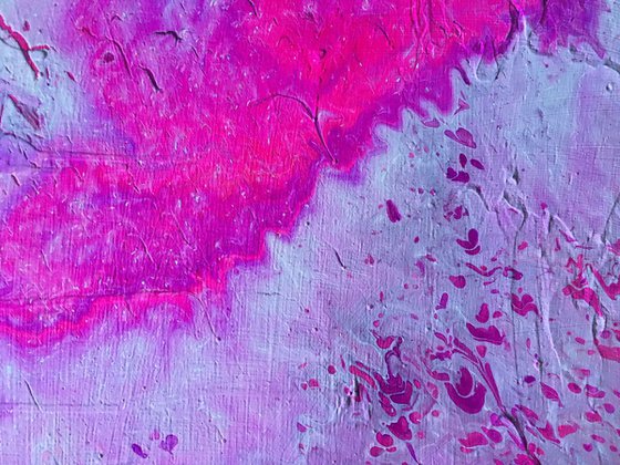 "Manifesting In Magenta" - FREE USA SHIPPING - Original Abstract PMS Fluid Acrylic Painting - 24 x 24 inches