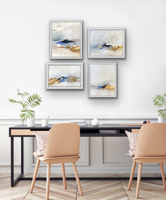 Poetic Landscape XX - Composition 4 paintings framed - Wall Art Ready to hang