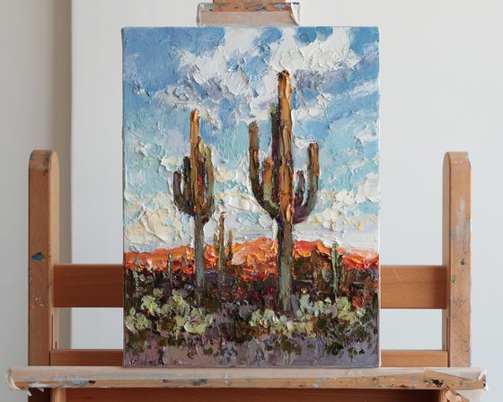 Saguaros at Sunset