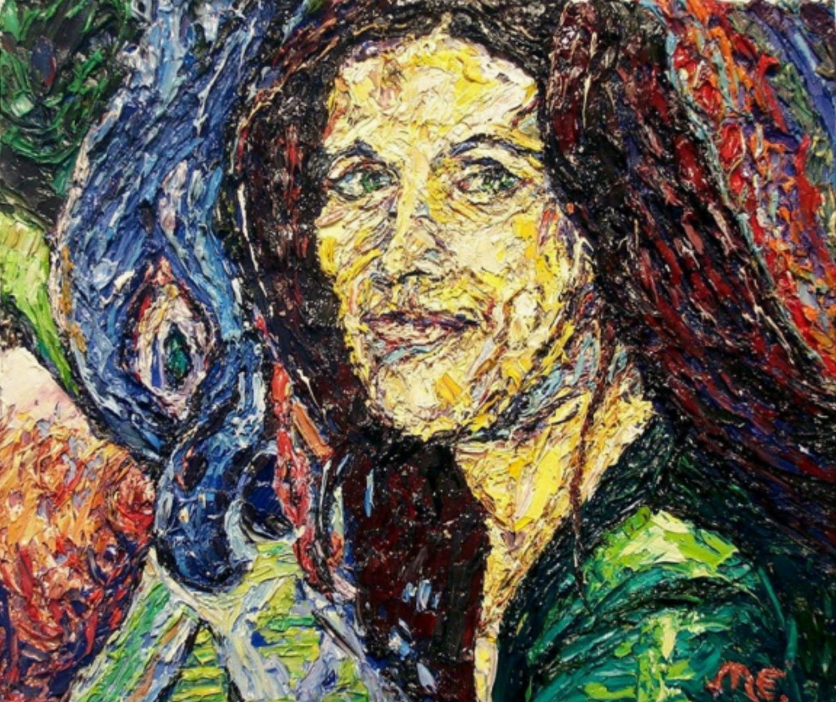 Expressive Portrait Oil Painting By Richard Meyer, 16 X 14", Jealousy, Original Artwork