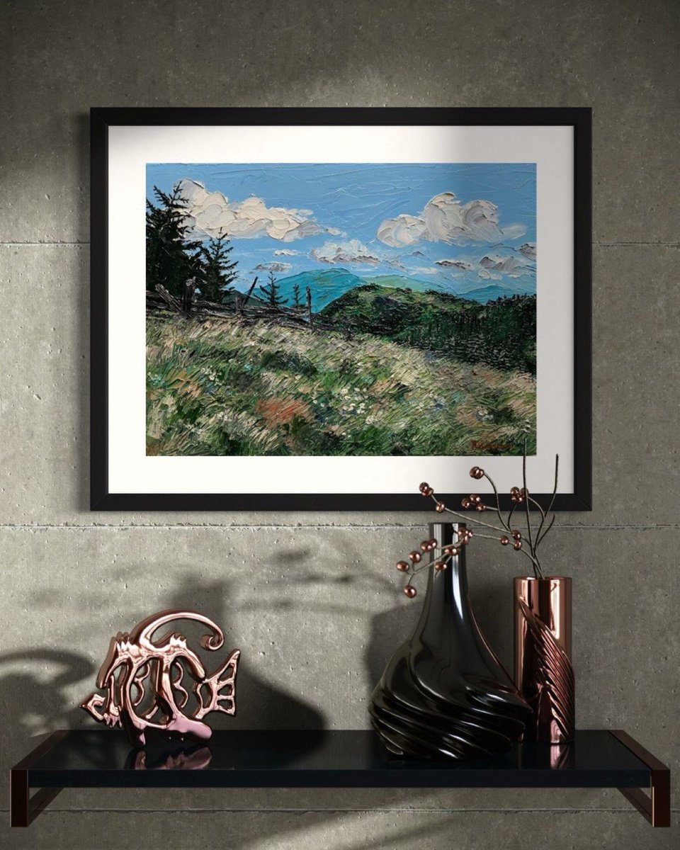 Impressionistic Landscape Oil Painting By Bohdan Vykhrenko, 16 X 12, Mountain View, Original Artwork