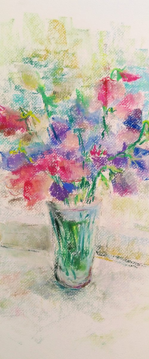 Sweet pea. Original pastel drawing. by Elena Klyan