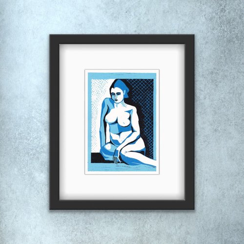 Nude Seated (Blue & black colourway) by Alison Pearce