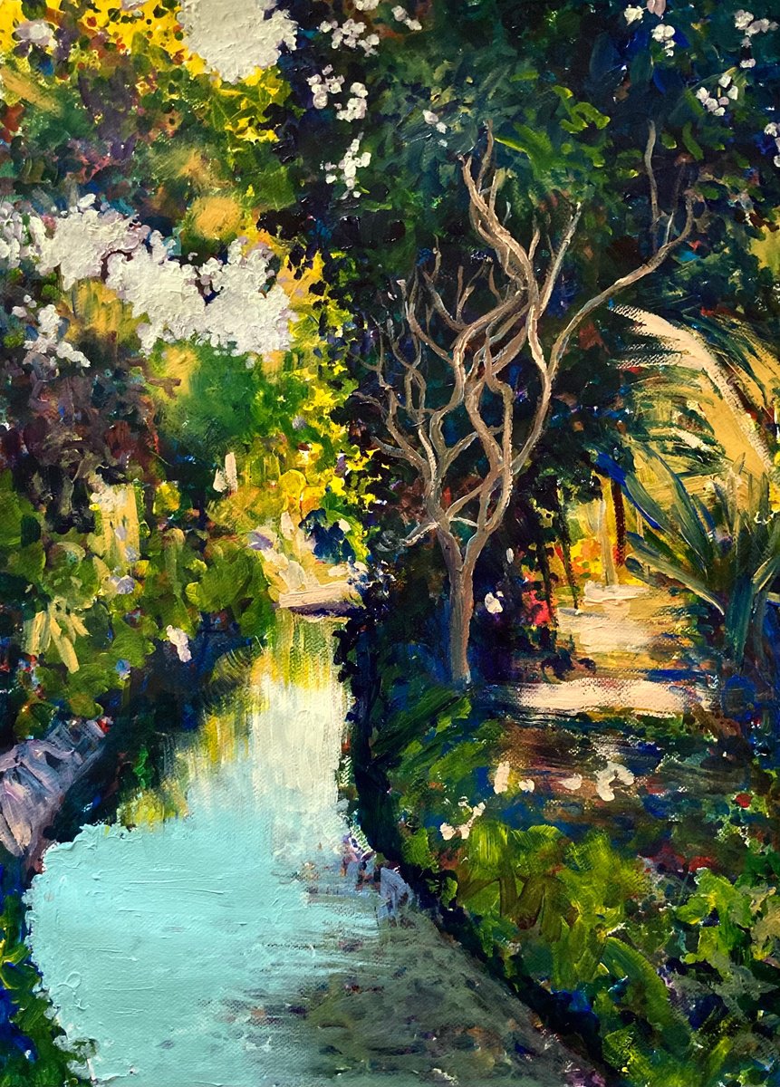 Impressionistic Landscape Acrylic Painting By John Cottee, 22 X 30, The Tree Between, Original Artwork