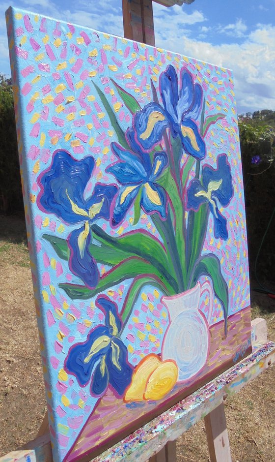 Flower Vase - Irises 5 SOLD