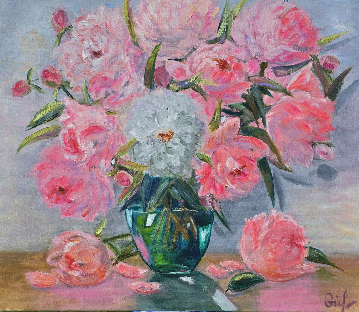 Pink Peonies By Gulshaba Abbasova, 24 X 20, Artwork For Sale On Artfinder