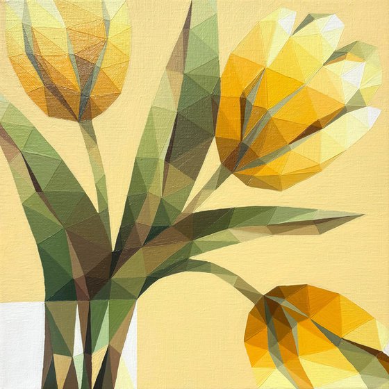 YELLOW SUNNY TULIPS IN A VASE