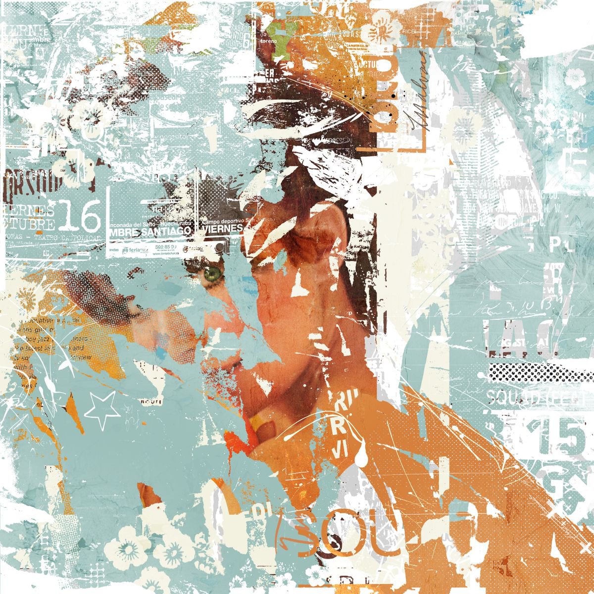 Portrait Painting By Teis Albers, 39 X 39", Peeping Eye, Original Artwork