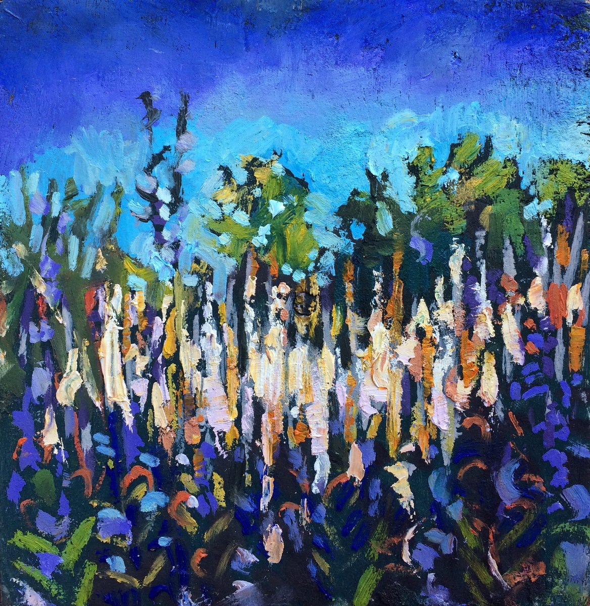 Impressionistic Landscape Oil Painting By Guy Pickford, 11 X 11, Wild Seed, Original Artwork