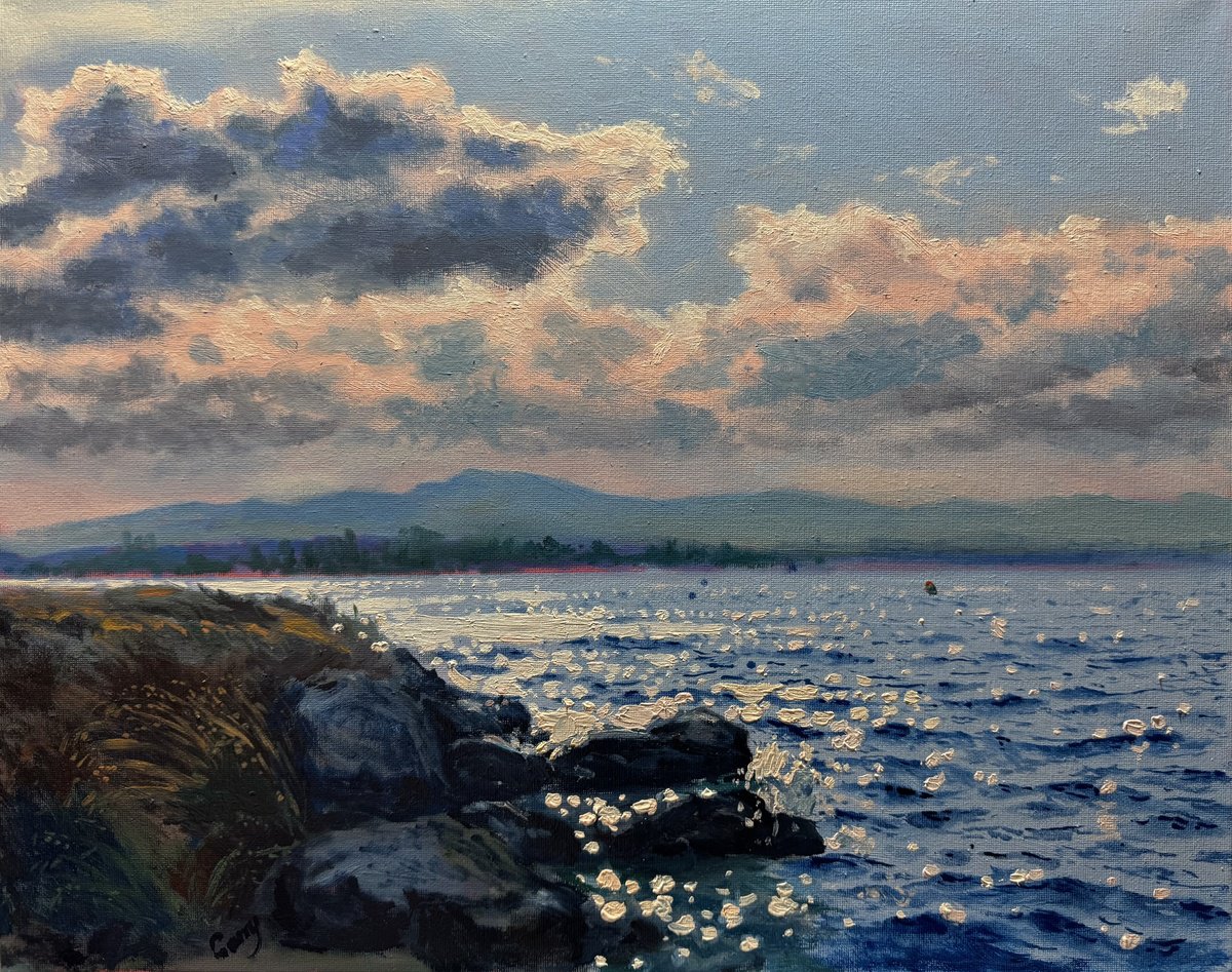 Impressionistic Landscape Oil Painting By Garry Arzumanyan, 20 X 16, Waterscape 09, Original Artwork