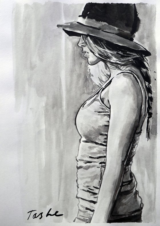 "Girl in a hat " /30X42cm