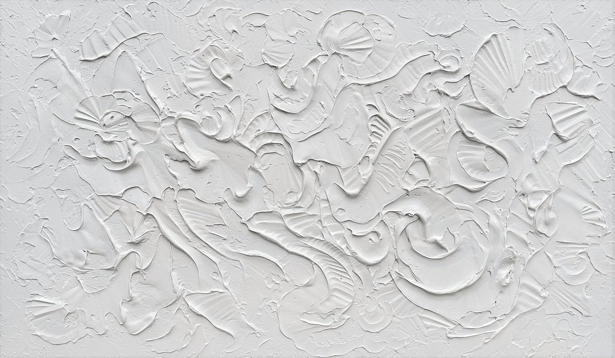 WISH. Abstract White Textured 3D Art, Coastal Painting by Sveta Osborne