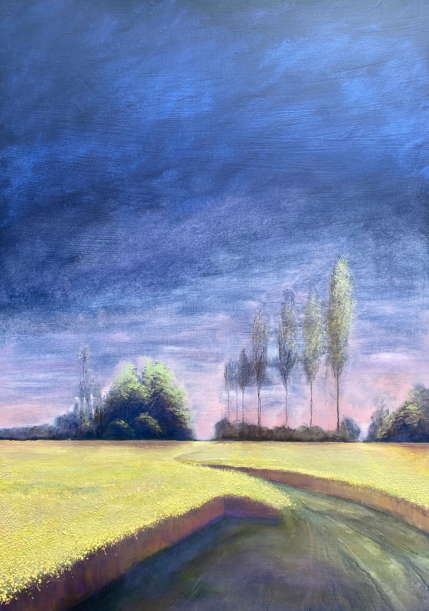 Impressionistic Landscape Oil Painting By Simon Jones, 17 X 23", Harvest Time, Original Artwork