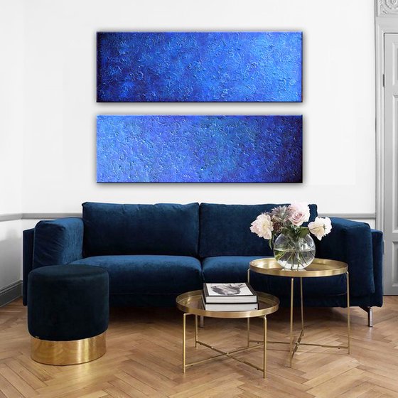 Blue Fantasy - Extra Large Abstract Heavy Textured Painting 60" x 40"