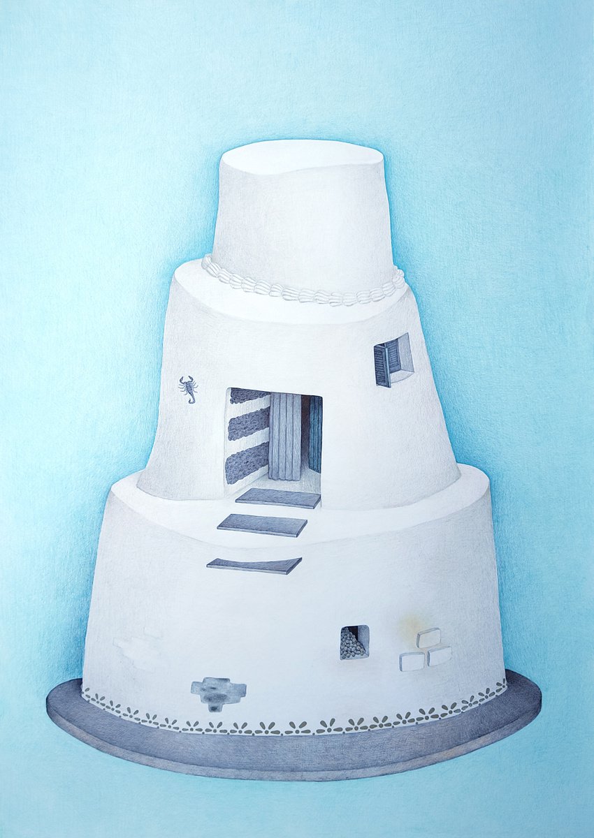 Surrealistic Cityscapes Pencil Drawing By Andromachi Giannopoulou, 28 X 39, Grandmother