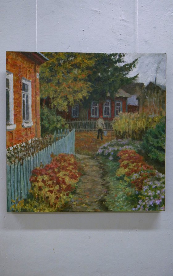 The Autumn Yard - autumn landscape painting