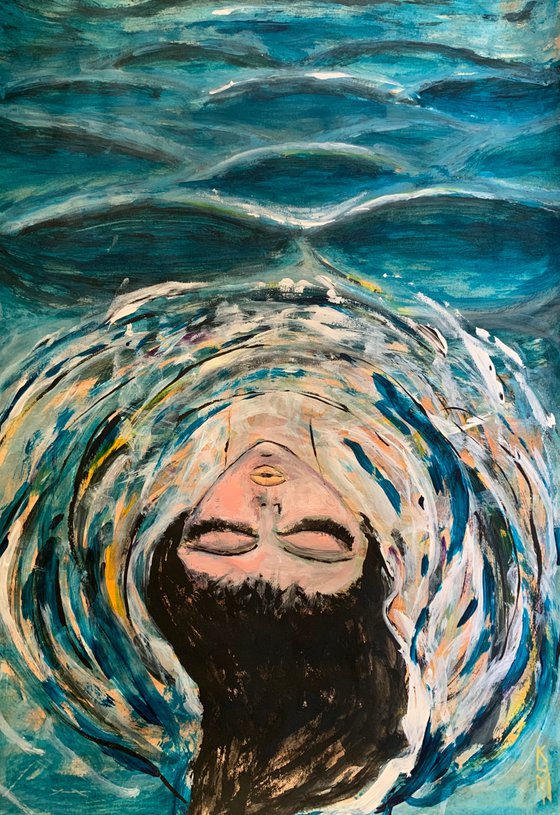 Floating on Water Acrylic Painting Realistic Water Artwork On